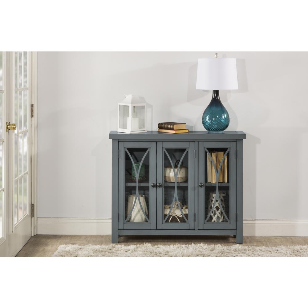 Wood 3 Door Console Cabinet, Robin Egg Blue. Picture 2