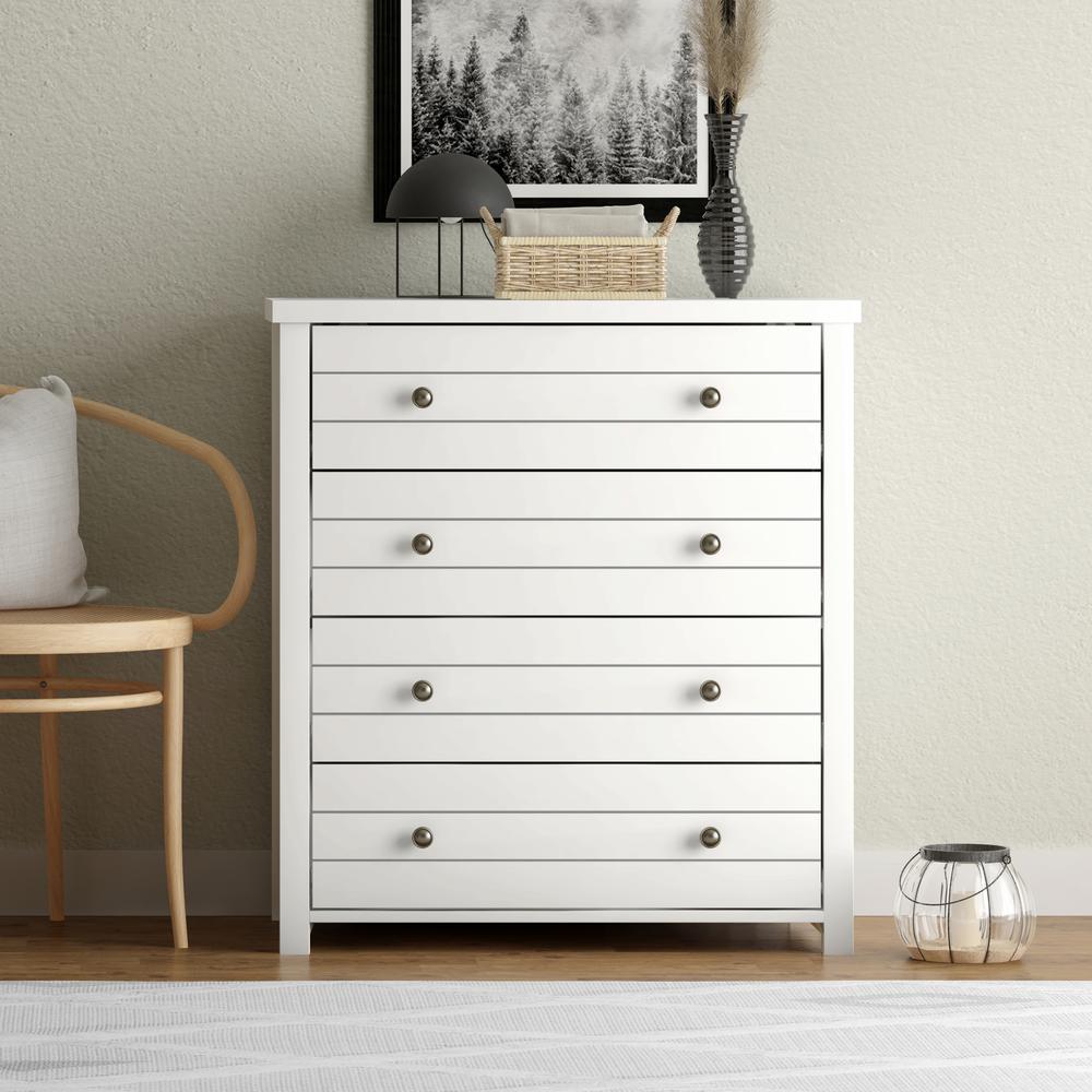 Living Essentials by Hillsdale Harmony Wood 4 Drawer Chest, Matte White. Picture 2