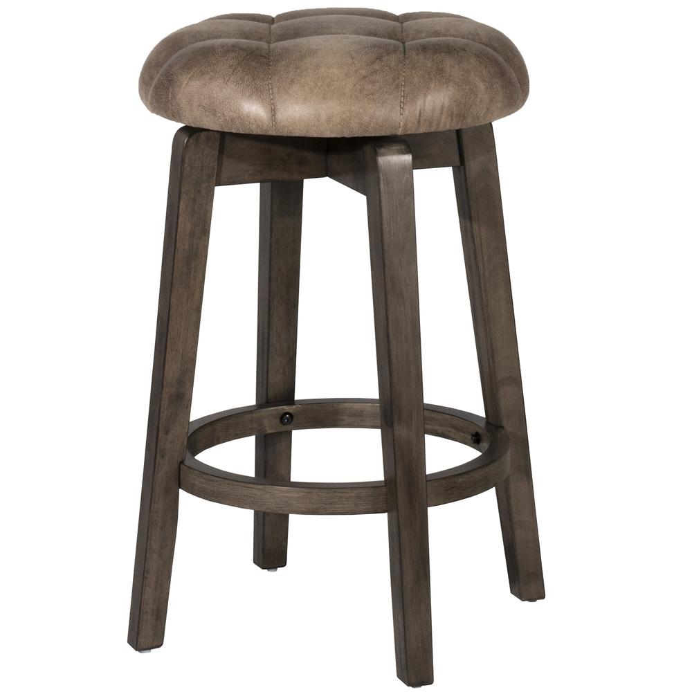 Odette Wood Backless Counter Height Swivel Stool, Rustic Gray. Picture 1