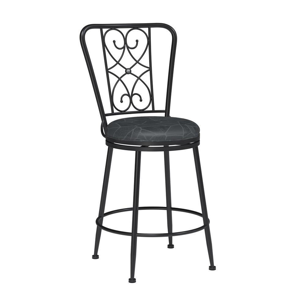Hillsdale Furniture Harrington Commercial Grade Metal Counter Height Swivel Stool, Black with Silver. Picture 1