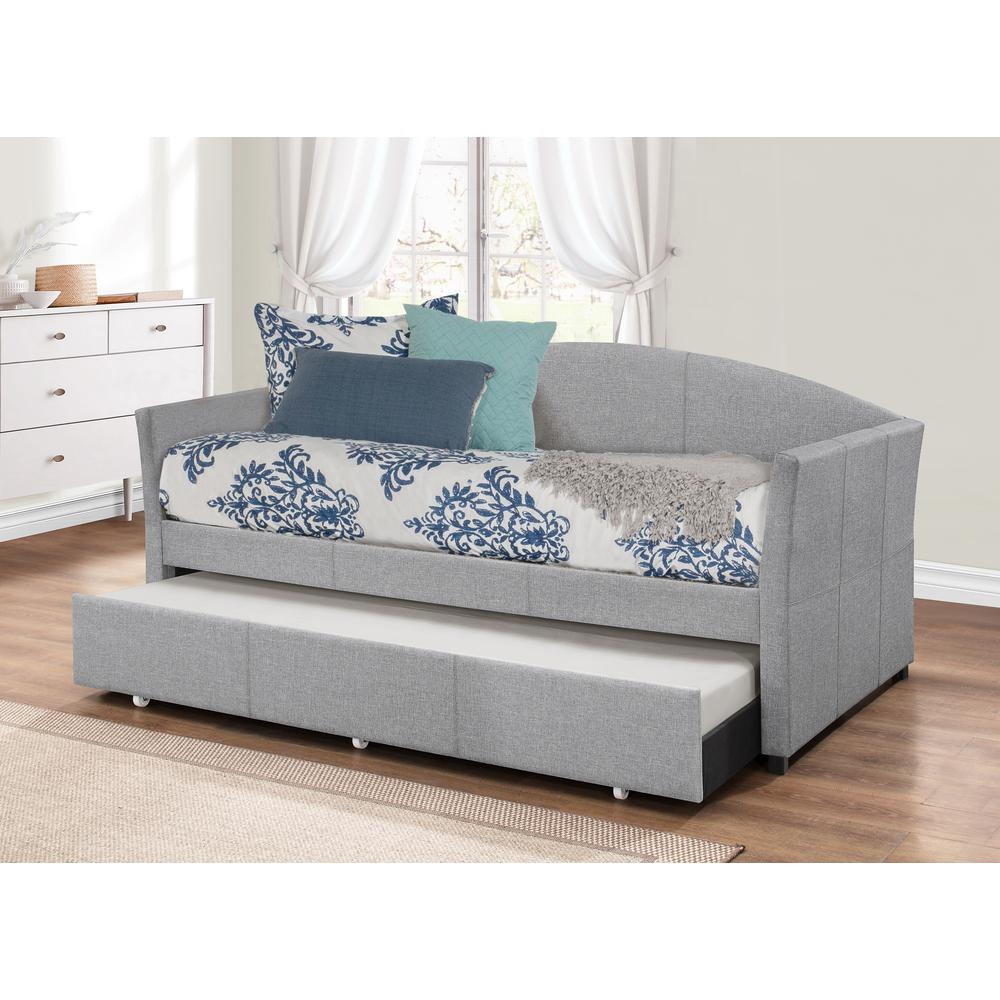 Westchester Upholstered Twin Daybed with Trundle, Smoke Gray. Picture 2