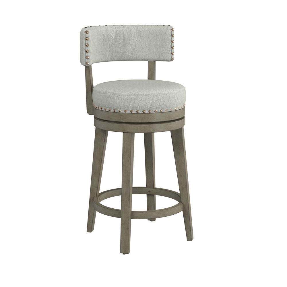 Hillsdale Furniture Lawton Wood Counter Height Swivel Stool, Antique Gray with Ash Gray Fabric. The main picture.