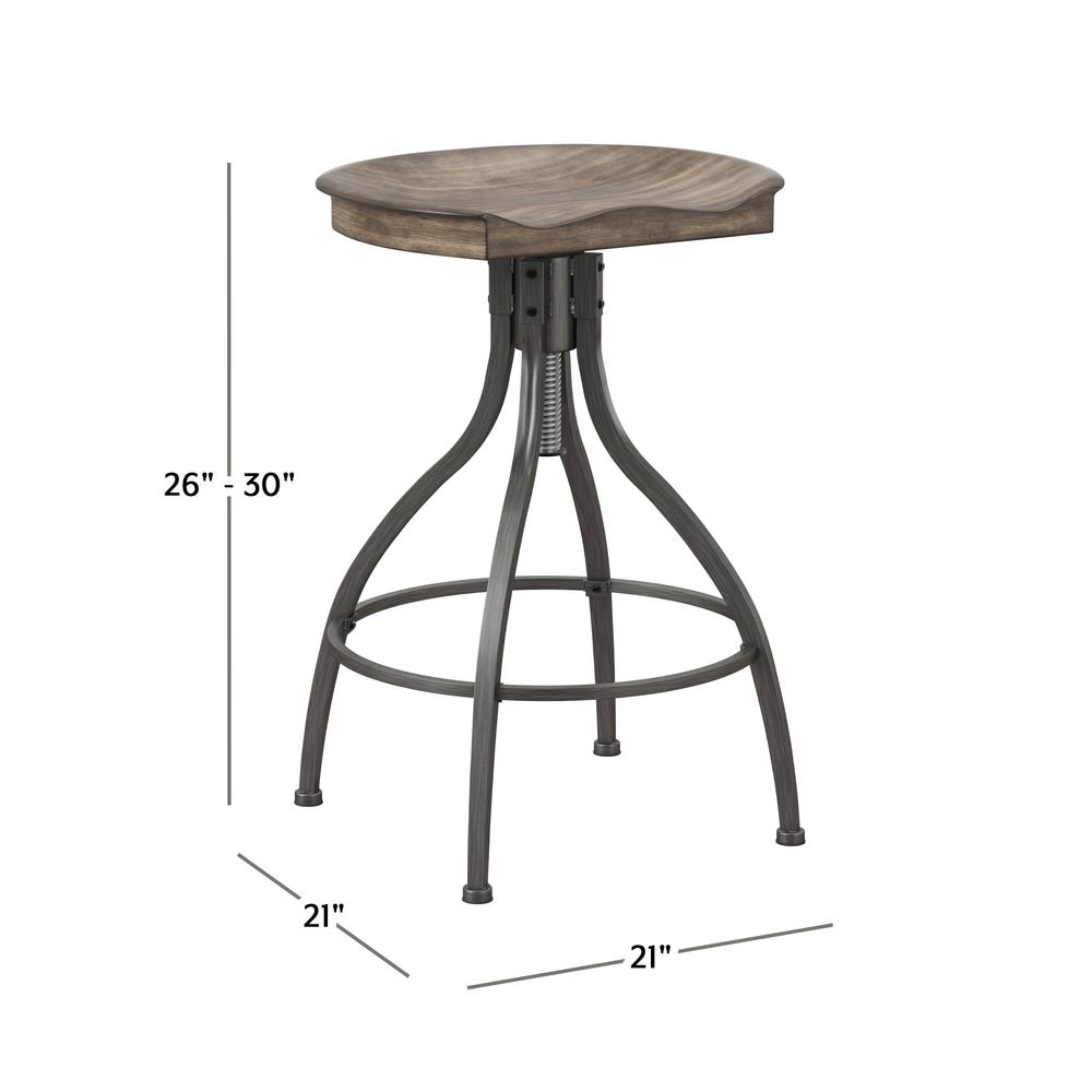 Worland Backless Metal Adjustable Height Stool, Gray Metal. Picture 6
