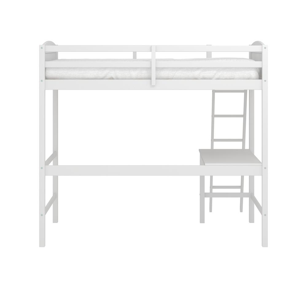 Alexis Wood Arch Twin Loft Bed with Desk, White. Picture 4