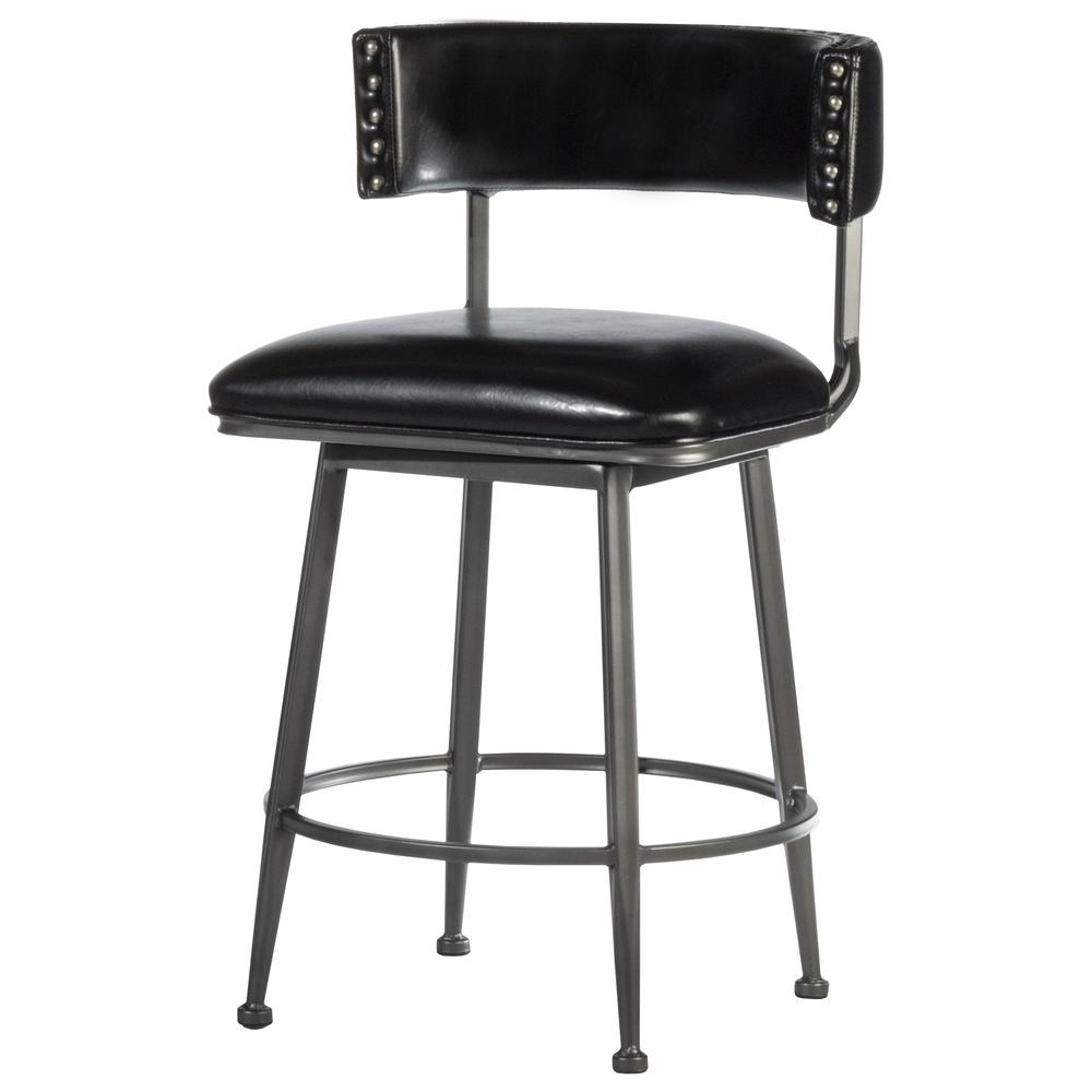 Kinsella Commercial Grade Metal Counter Height Swivel Stool, Charcoal. Picture 1