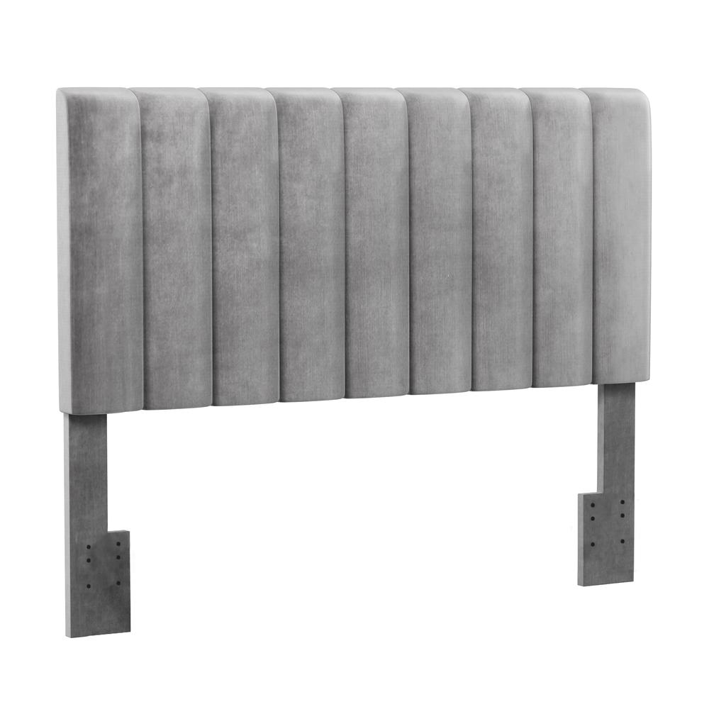 Crestone Upholstered Full/Queen Headboard, Silver/Gray. Picture 1