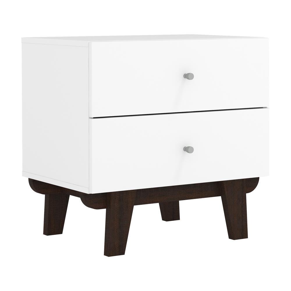 Living Essentials by Hillsdale Kincaid Wood 2 Drawer Nightstand, Matte White. Picture 1