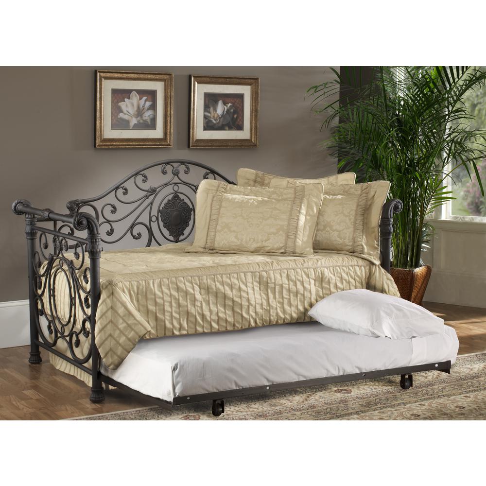 Mercer Metal Twin Daybed with Roll Out Trundle, Antique Brown. Picture 2