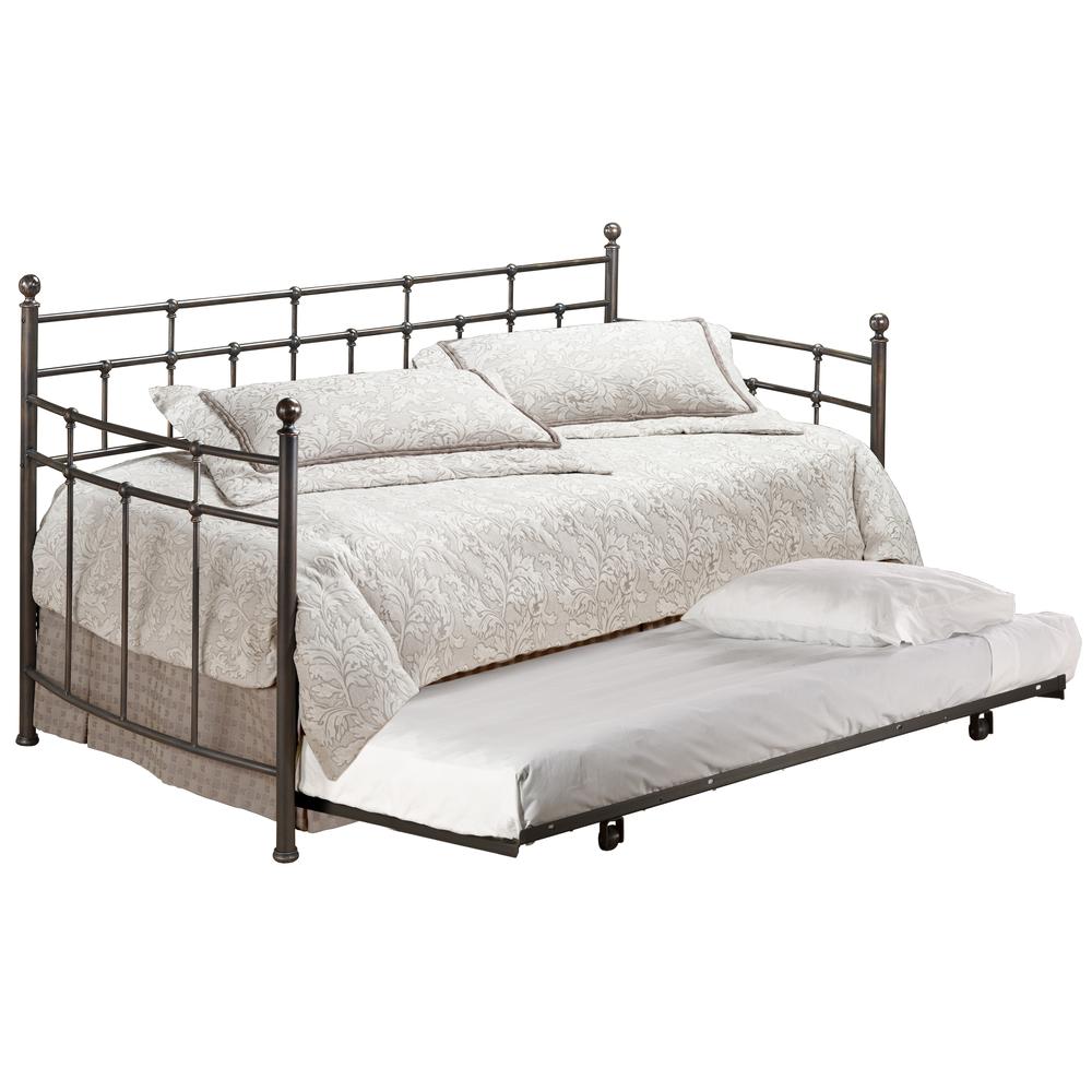 Providence Metal Twin Daybed with Roll Out Trundle, Antique Bronze. Picture 1