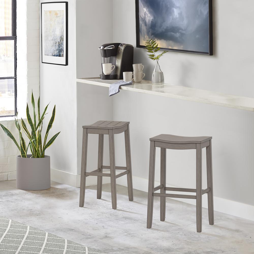 Fiddler Wood Backless Bar Height Stool, Aged Gray. Picture 2