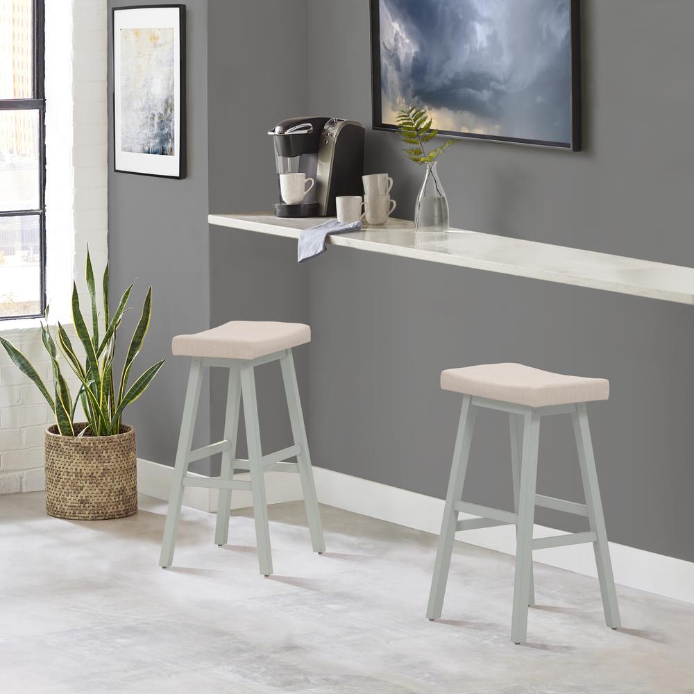 Moreno Wood Backless Bar Height Stool, Light Aged Blue. Picture 2