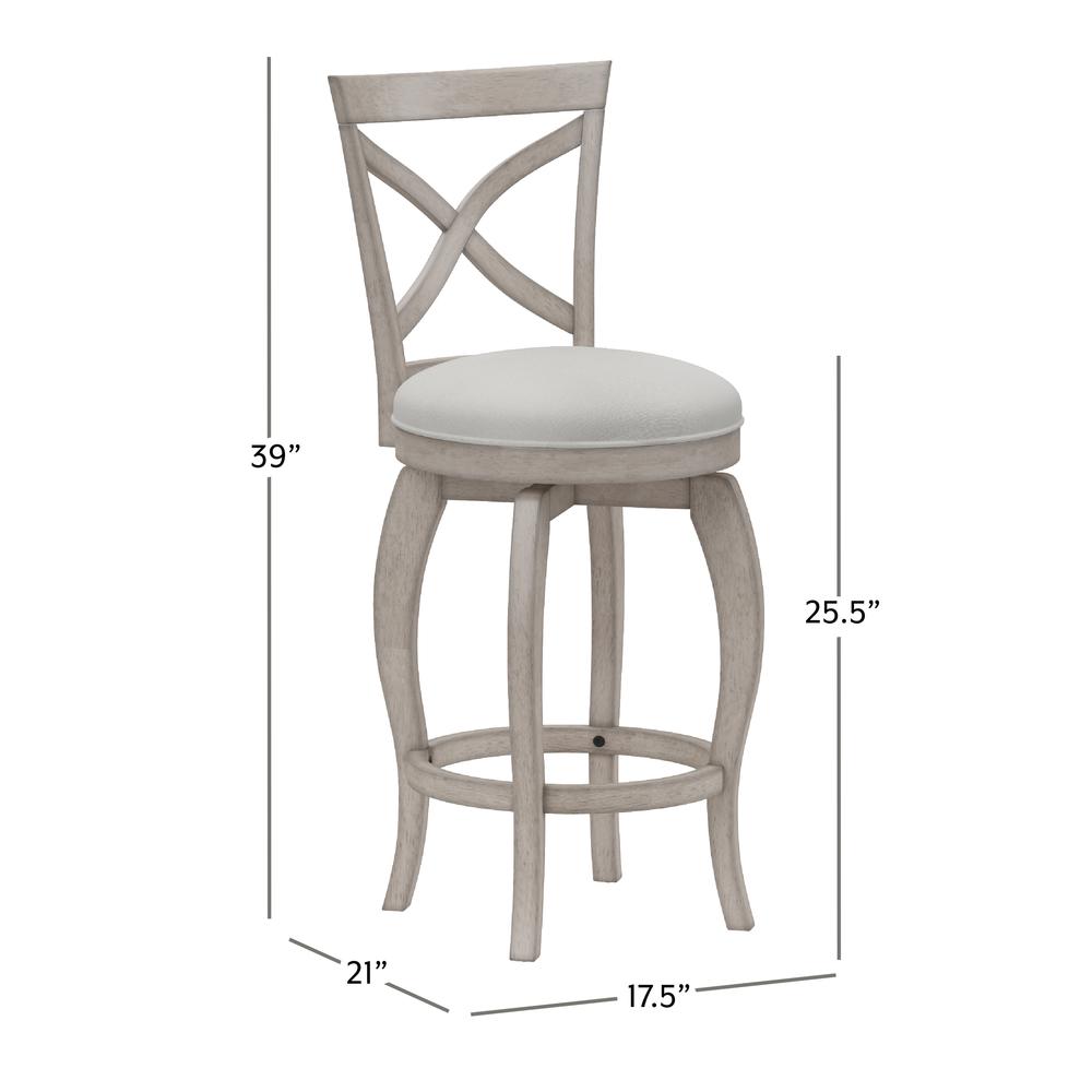 Ellendale Wood Counter Height Swivel Stool, Aged Gray with Fog Gray Fabric. Picture 6