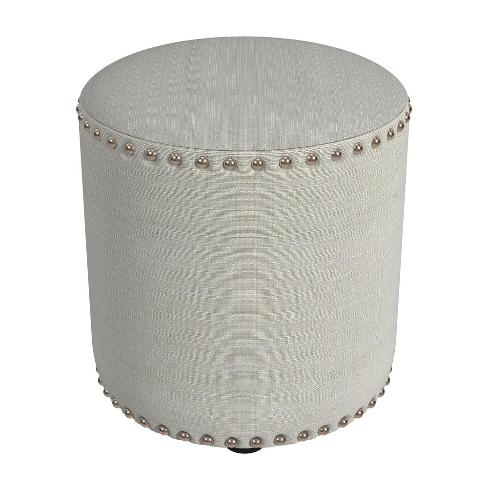 Laura Round Backless Upholstered Vanity Stool, Light Linen Gray. Picture 5