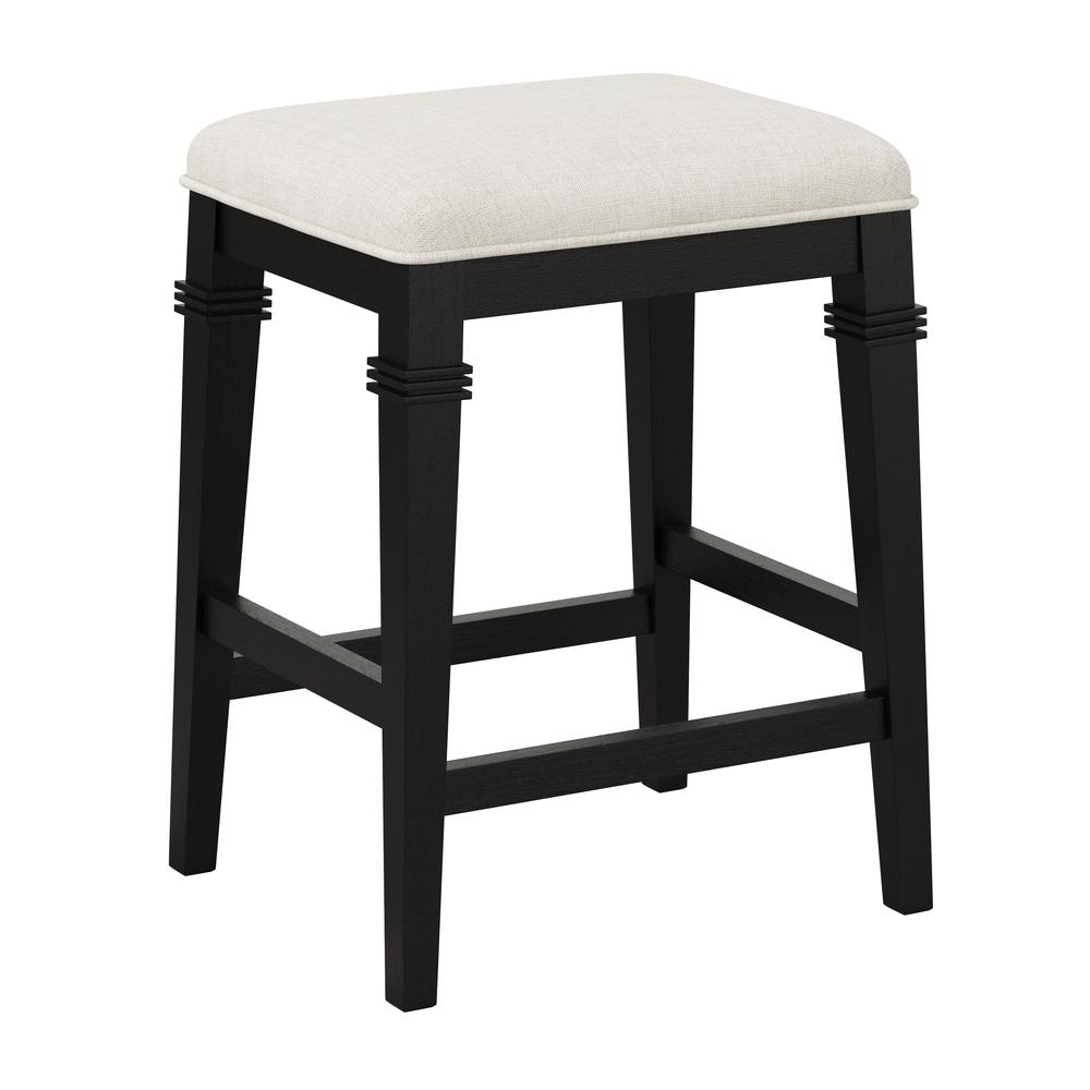 Arabella Wood Backless Counter Height Stool, Black Wire Brush. Picture 1