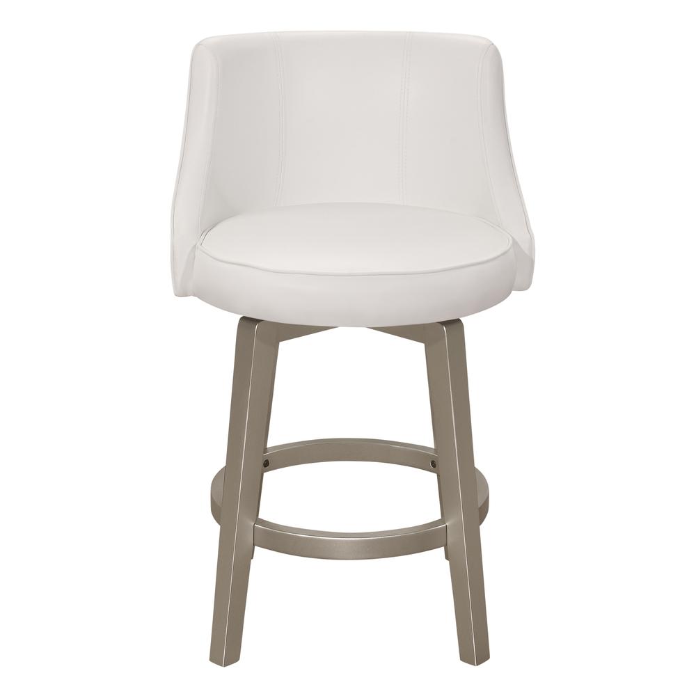 Stonebrooke Wood and Upholstered Counter Height Swivel Stool, Champagne. Picture 2