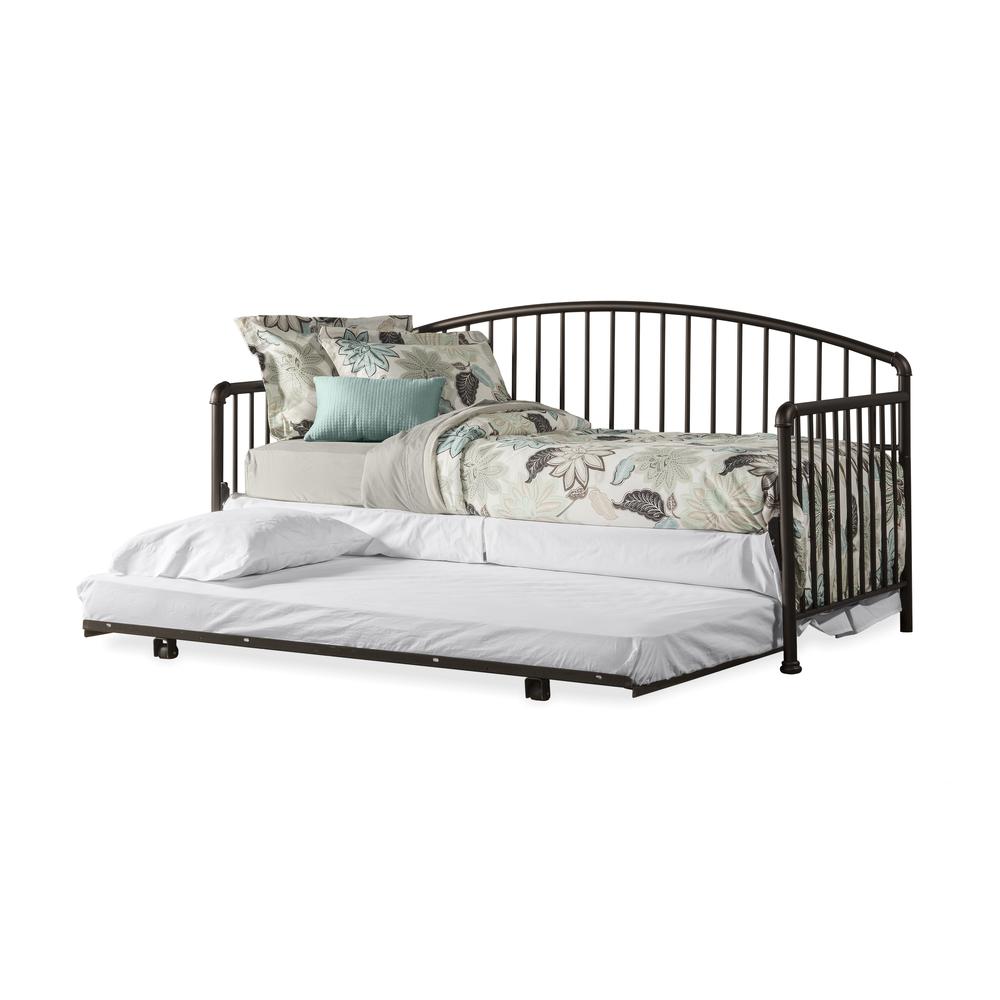 Brandi Metal Twin Daybed with Roll Out Trundle, Oiled Bronze. Picture 1