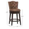 Edenwood Wood Counter Height Swivel Stool, Chocolate with Chestnut Faux Leather. Picture 4