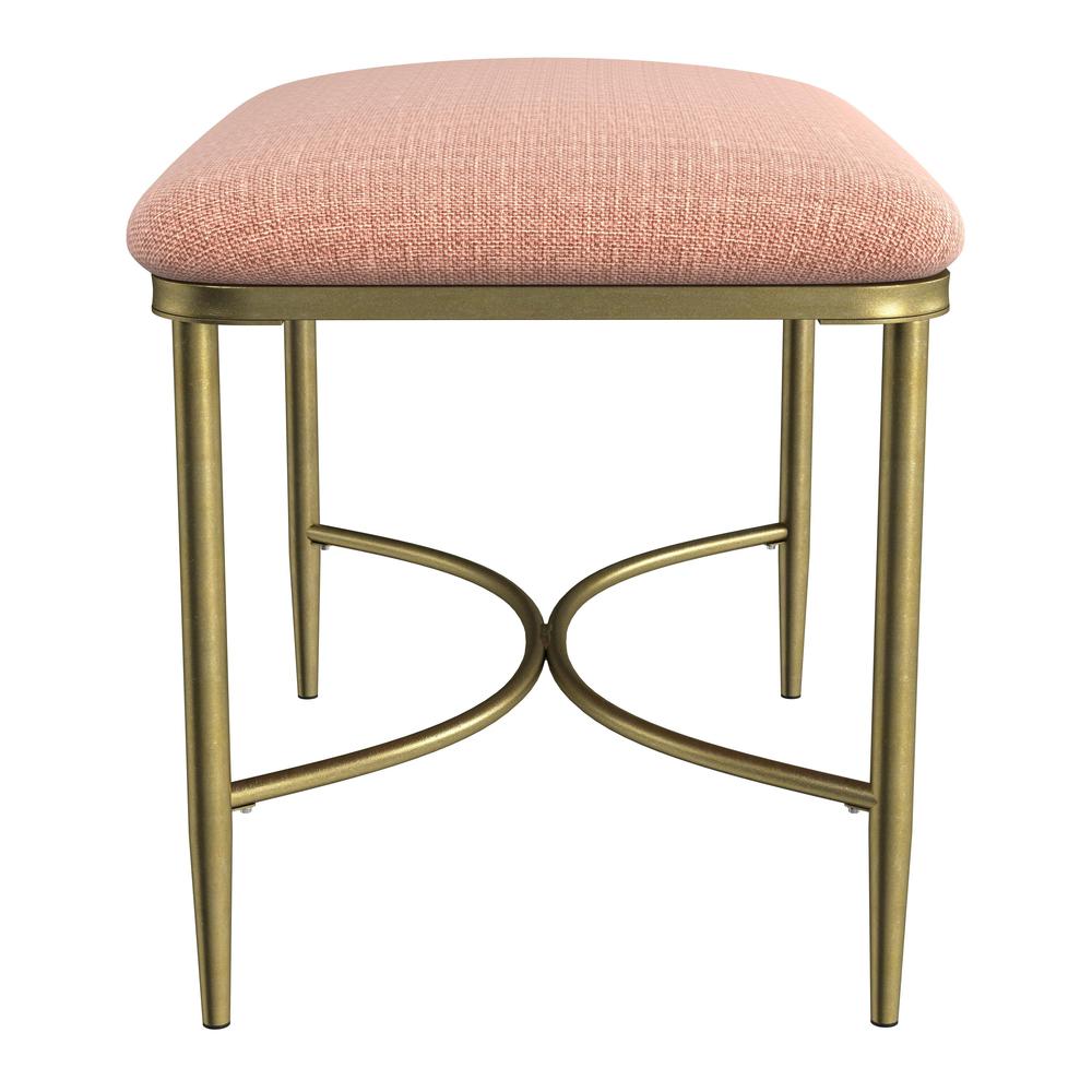 Wimberly Modern Backless Metal Vanity Stool, Gold with Coral Fabric. Picture 5