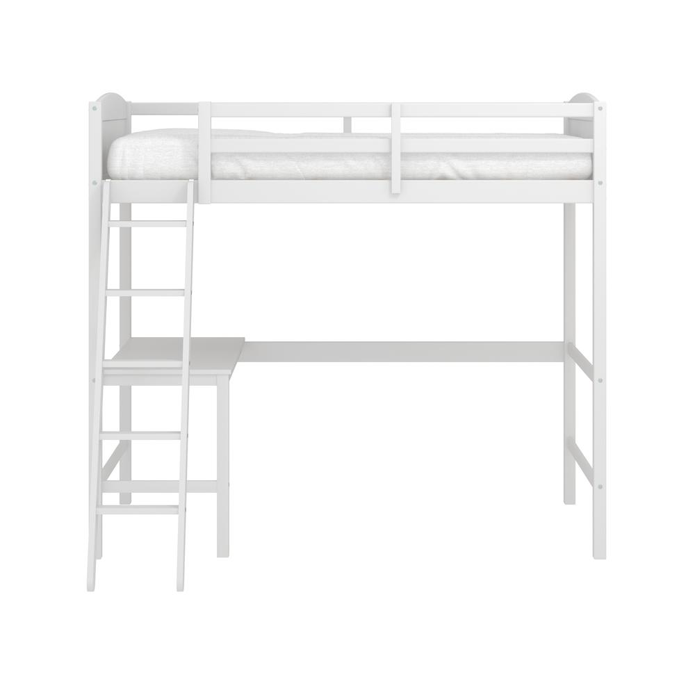 Alexis Wood Arch Twin Loft Bed with Desk, White. Picture 2