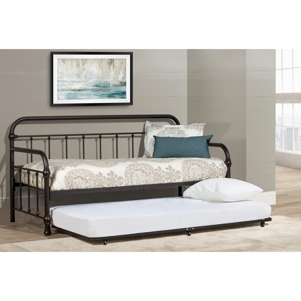 Kirkland Metal Twin Daybed with Roll Out Trundle, Dark Bronze. Picture 2