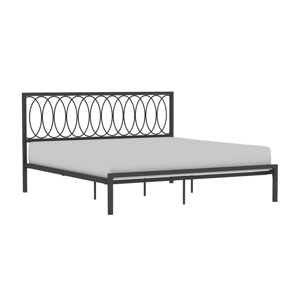 Naomi King Metal Bed, Gray. Picture 1