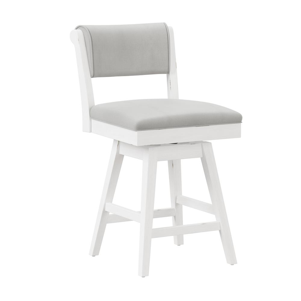 Clarion Wood and Upholstered Counter Height Swivel Stool, Sea White. Picture 1