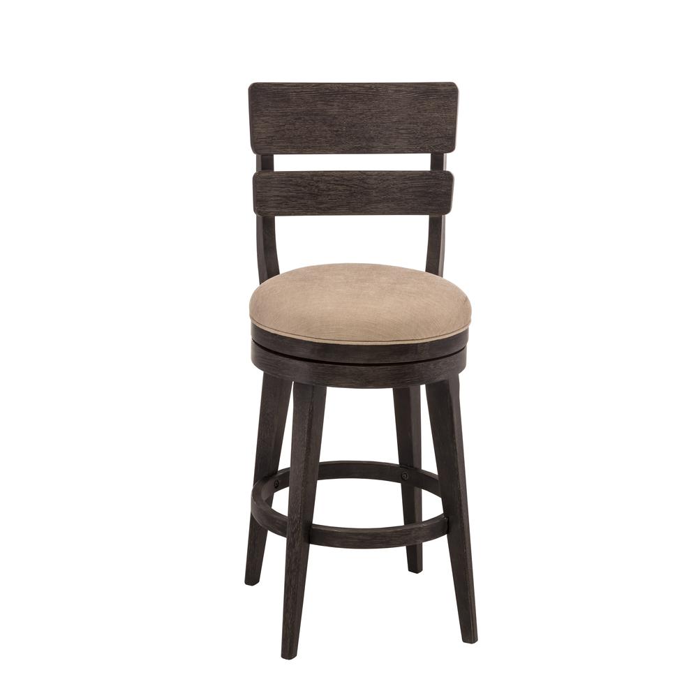 Wood Bar Height Swivel Stool, Brown/Gray Wire Brush. Picture 1