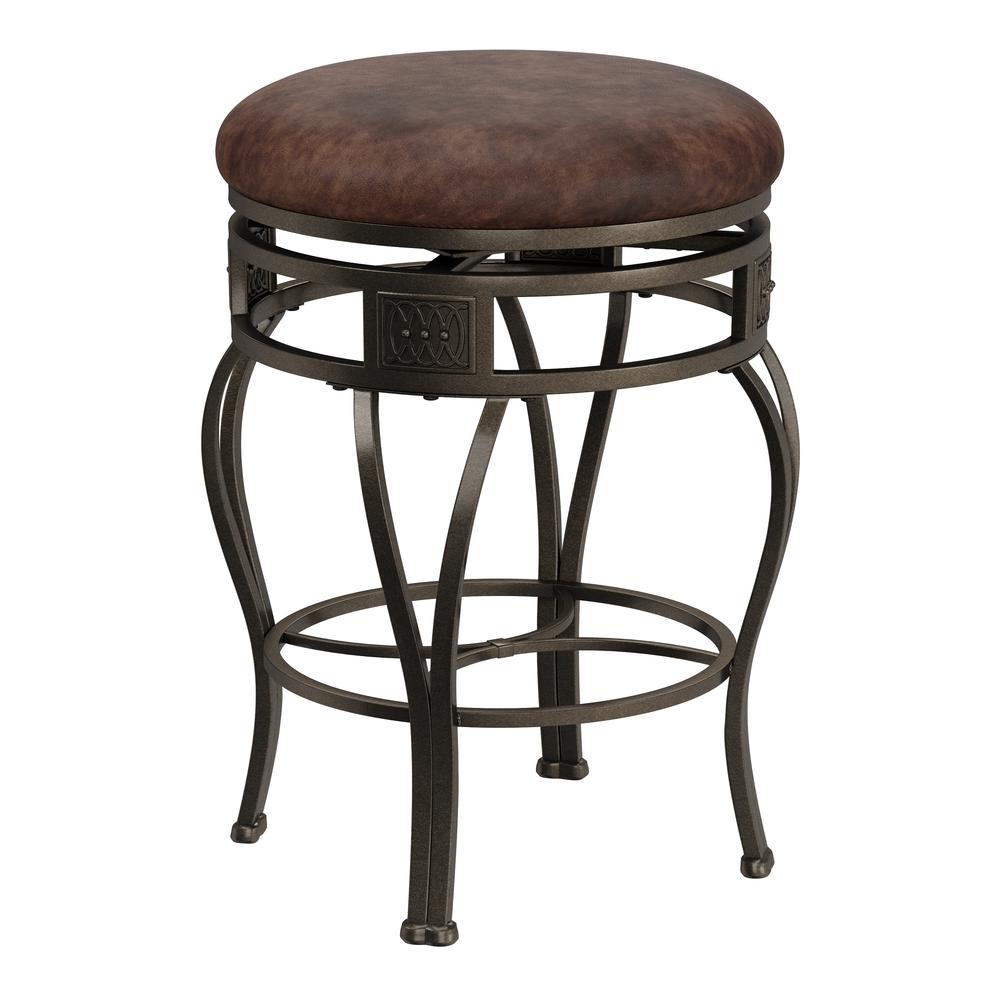 Montello Metal Backless Swivel Counter Height Stool, Old Steel. Picture 1