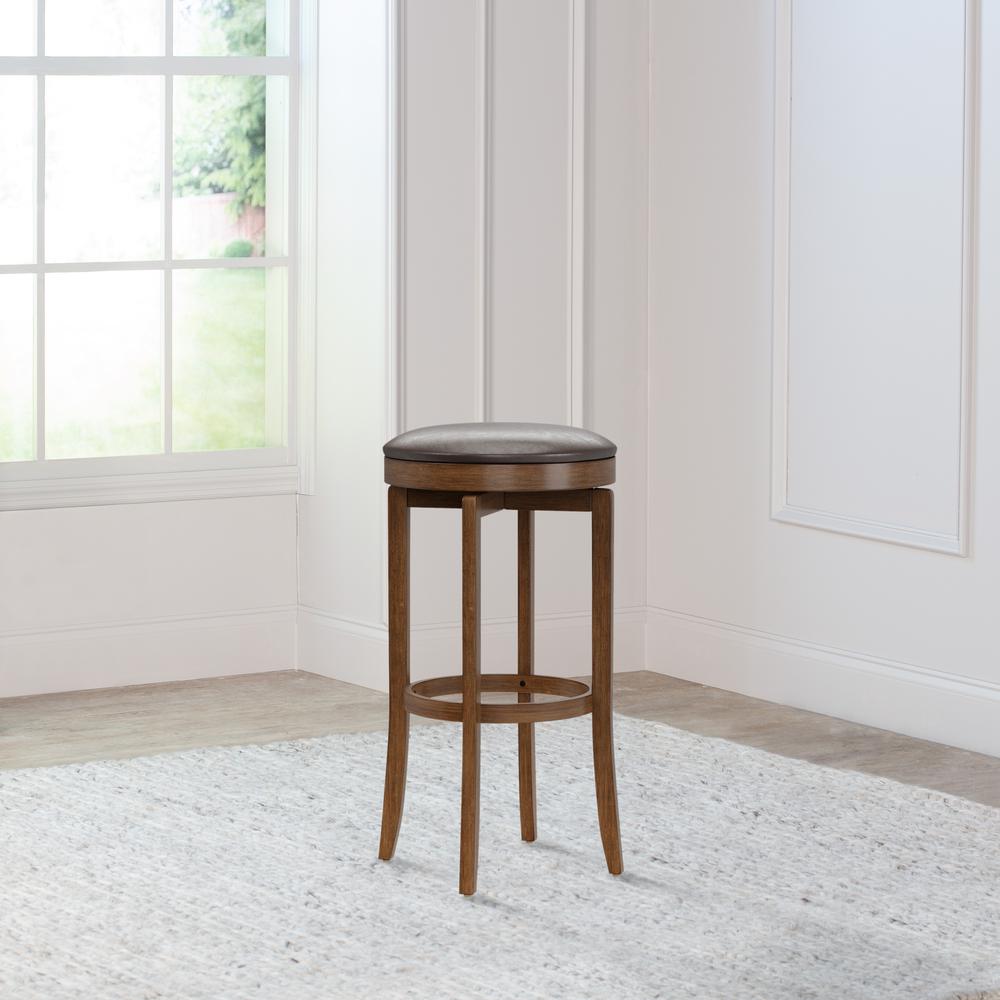 Brendan Wood Backless Bar Height Swivel Stool, Brown Cherry. Picture 3