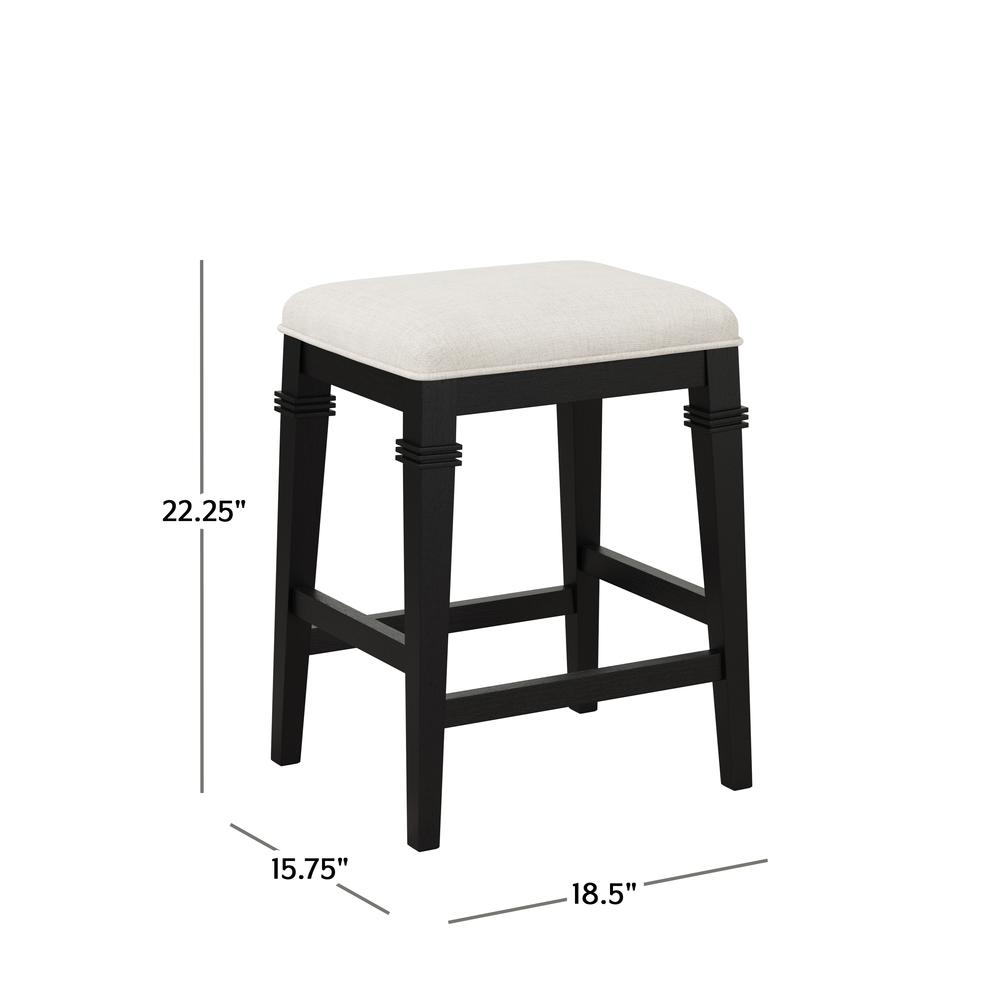 Arabella Wood Backless Counter Height Stool, Black Wire Brush. Picture 6