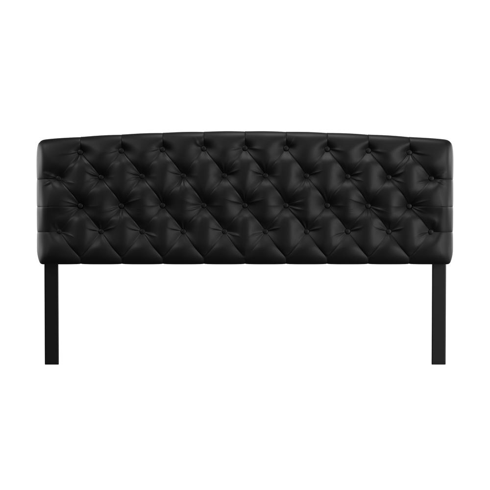 Hawthorne King/Cal King Upholstered Headboard, Black Faux Leather. Picture 2