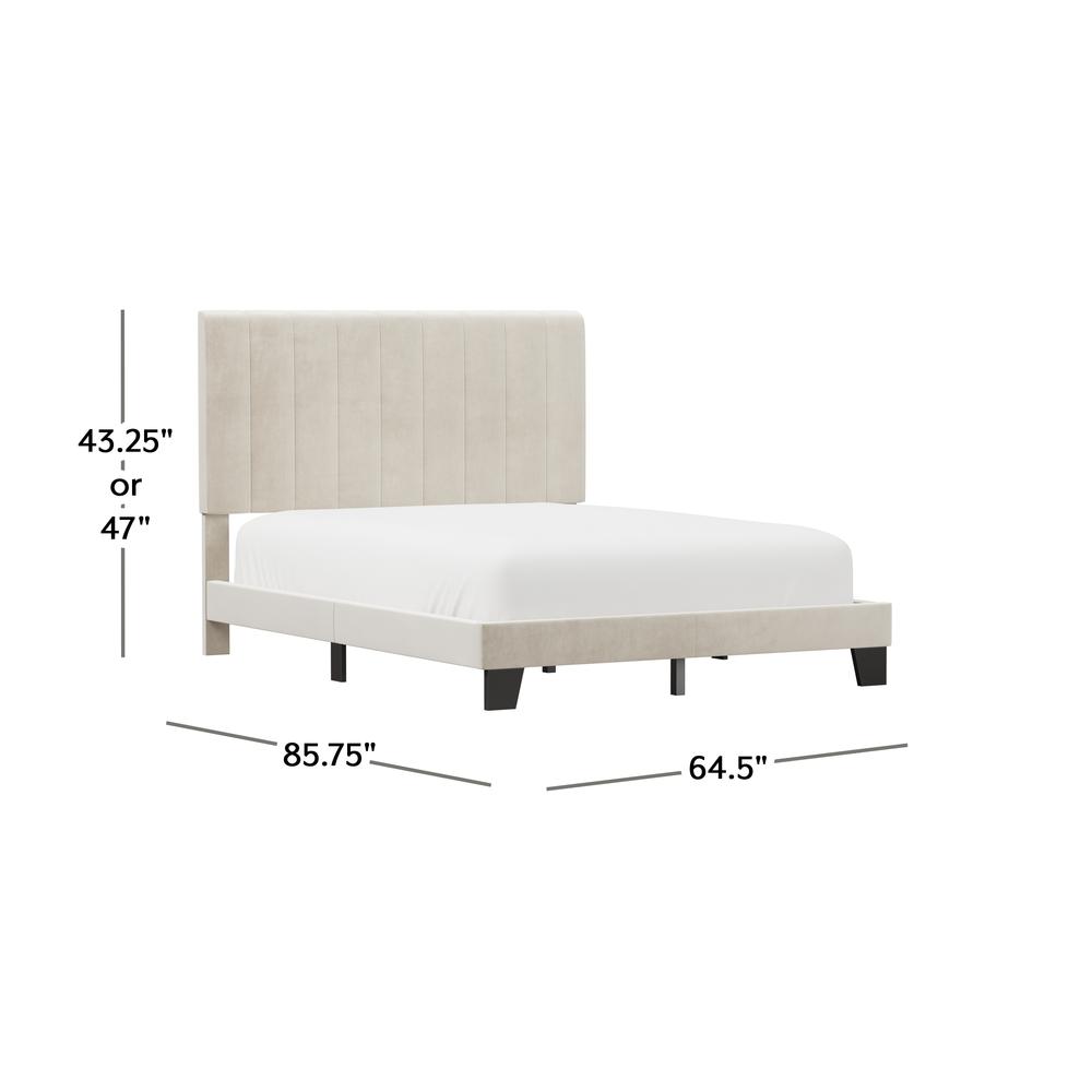 Crestone Upholstered Adjustable Height Queen Platform Bed, Cream. Picture 6