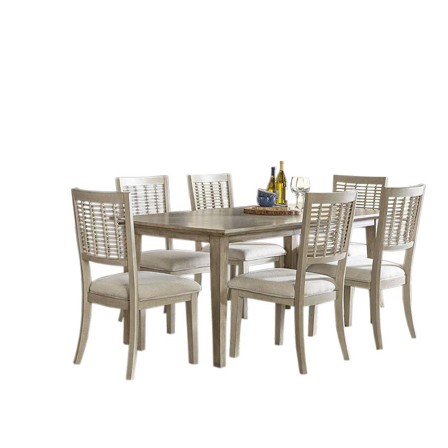 Ocala Wood 7 Piece Rectangle Dining, Sandy Gray. Picture 1