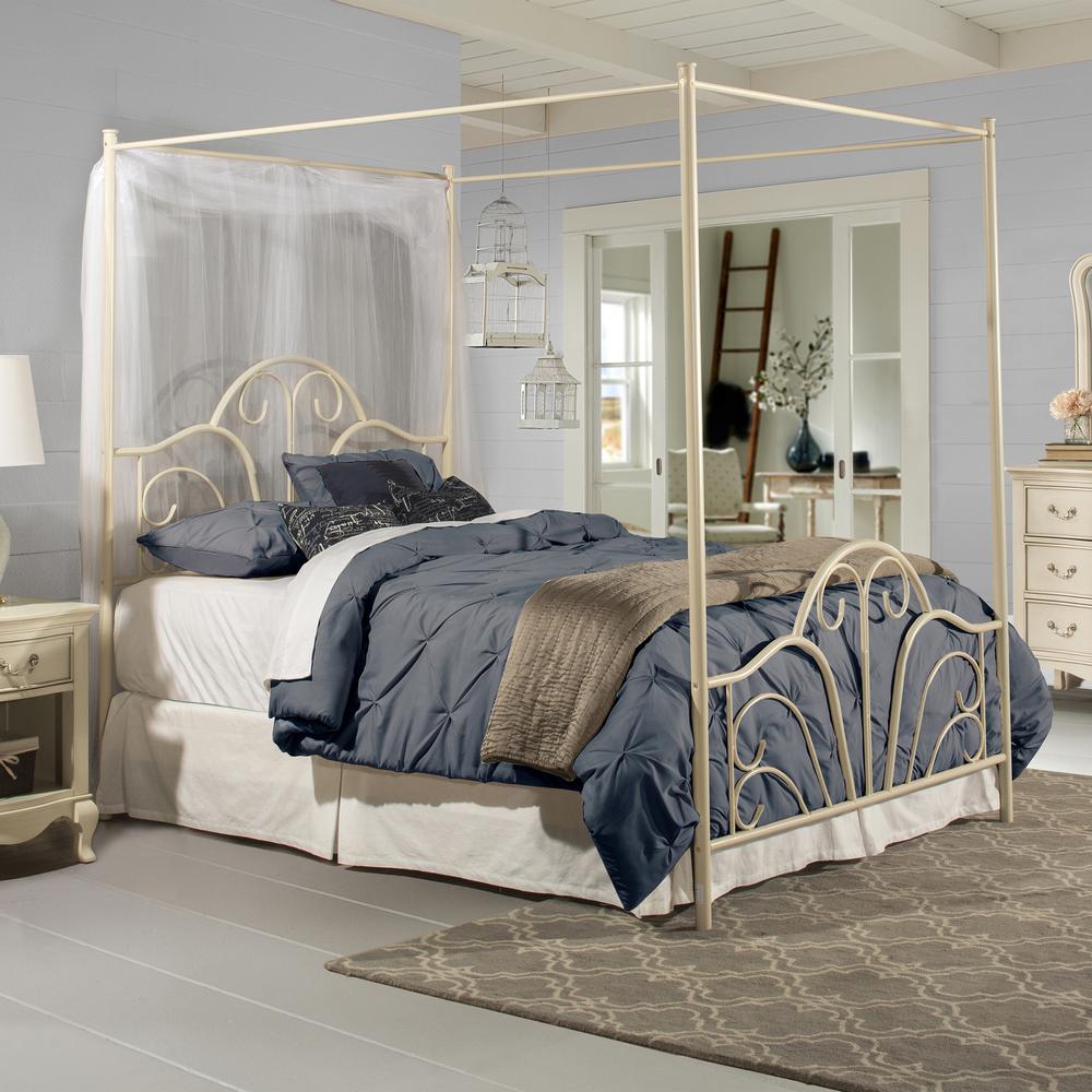 Dover Full Metal Canopy Bed, Cream. Picture 2