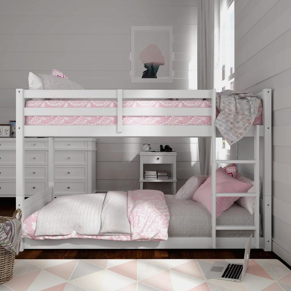 Living Essentials by Hillsdale Capri Wood Twin Over Twin Floor Bunk Bed, White. Picture 3