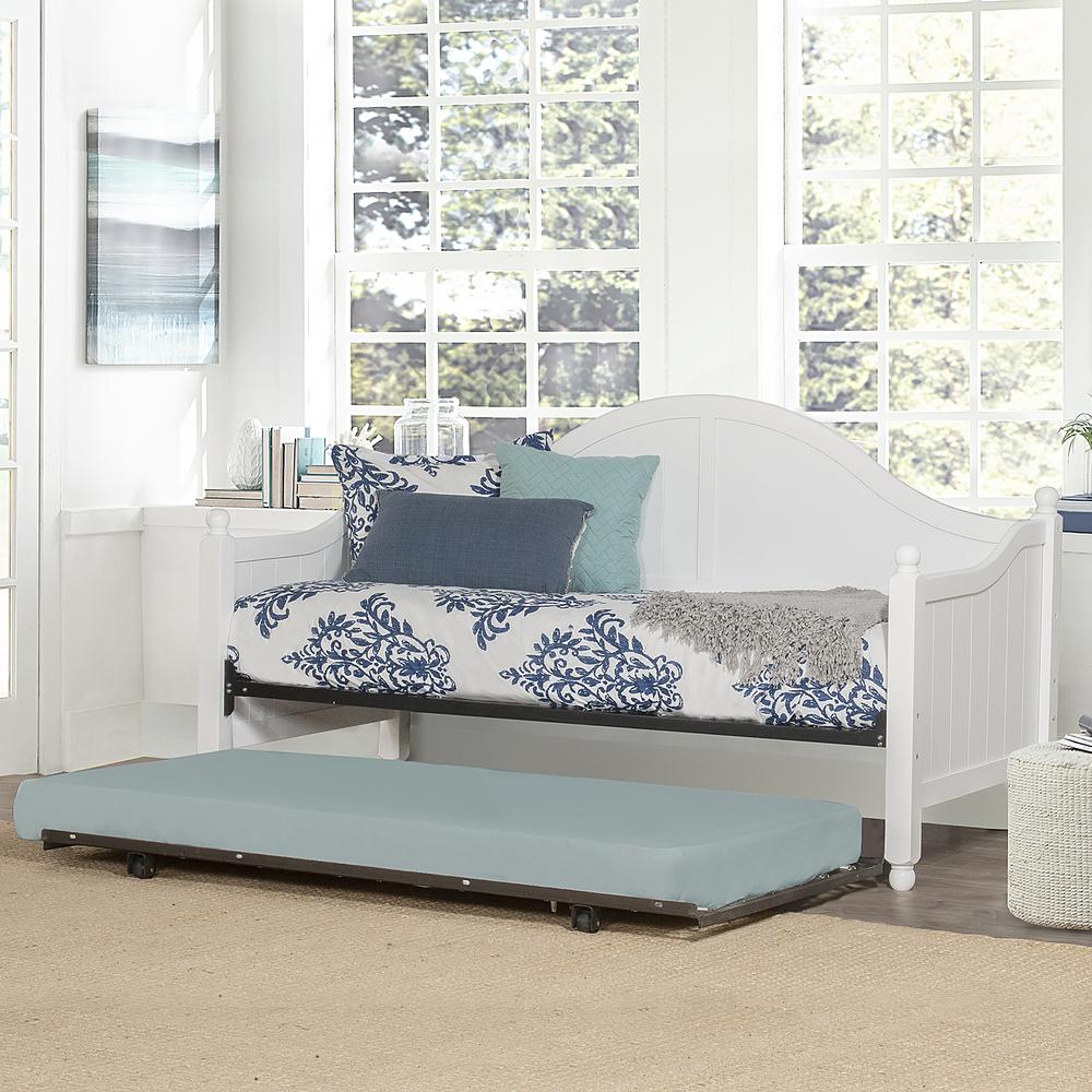 Wood Twin Daybed with Roll Out Trundle, White. Picture 2