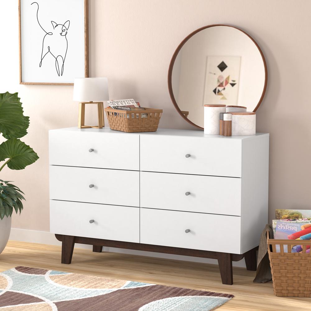 Living Essentials by Hillsdale Kincaid Wood 6 Drawer Dresser, Matte White. Picture 2