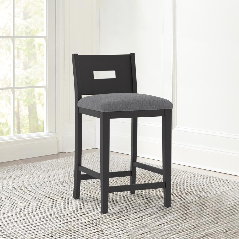 Allbritton Wood Counter Height Stool, Black. Picture 2