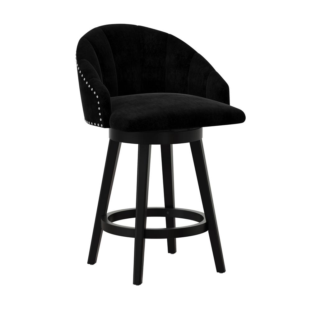 Hillsdale Furniture Dulcie Wood and Upholstered Counter Height Swivel Stool, Black. Picture 1