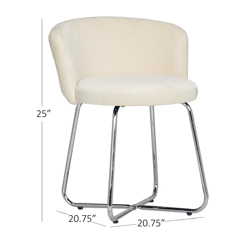 Marisol Metal Vanity Stool, Chrome with Off White Fabric. Picture 2