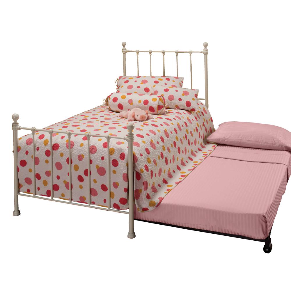 Molly Twin Metal Bed with Roll Out Trundle, White. Picture 1