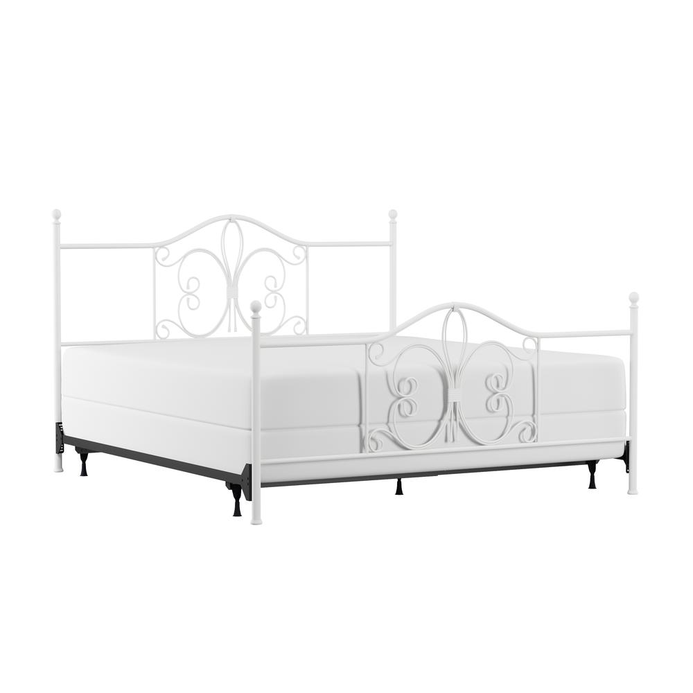Ruby King Metal Bed, Textured White. Picture 1