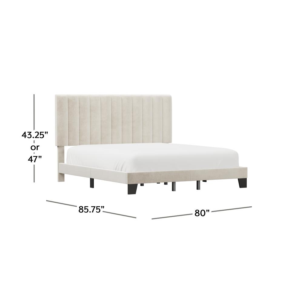 Crestone Upholstered Adjustable Height King Platform Bed, Cream. Picture 6