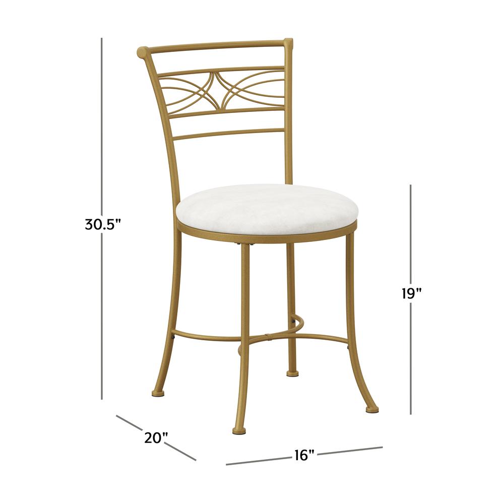 Dutton Metal Vanity Stool with Center Diamond Design, Gold. Picture 6