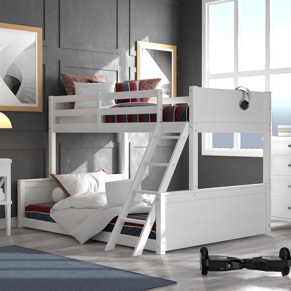 Living Essentials by Hillsdale Capri Wood Twin Over Full Bunk Bed, White. Picture 2