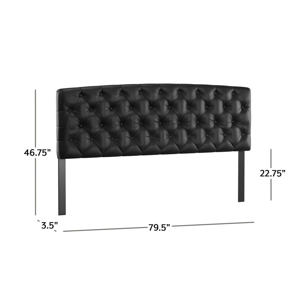 Hawthorne King/Cal King Upholstered Headboard, Black Faux Leather. Picture 5
