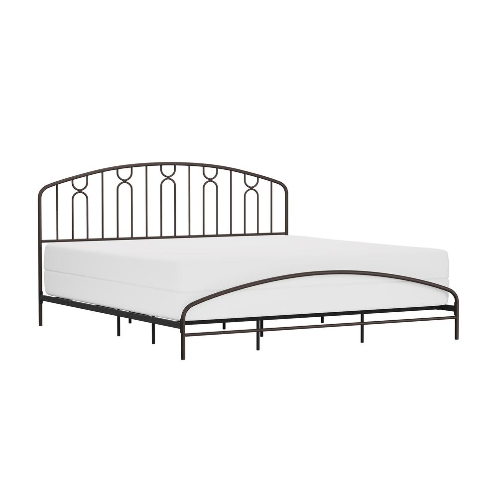 Riverbrooke Metal Arch Scallop King Bed, Bronze. Picture 1