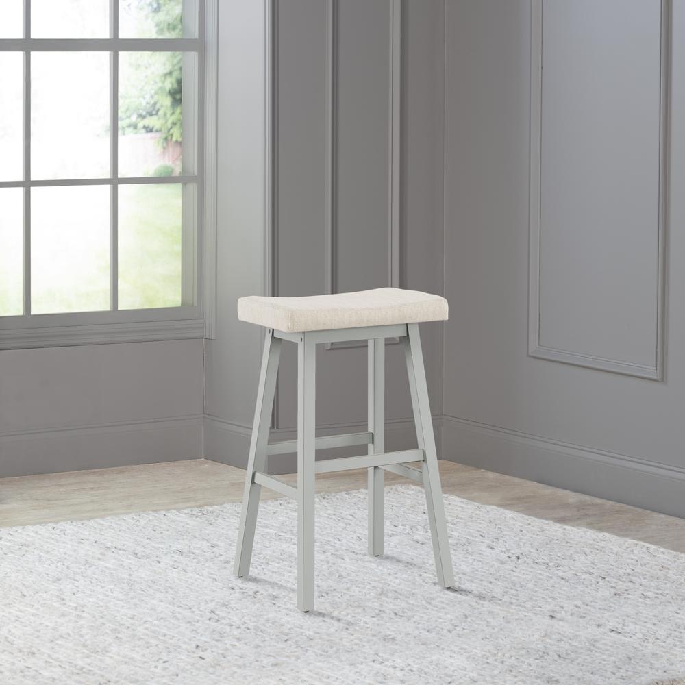 Moreno Wood Backless Bar Height Stool, Light Aged Blue. Picture 3