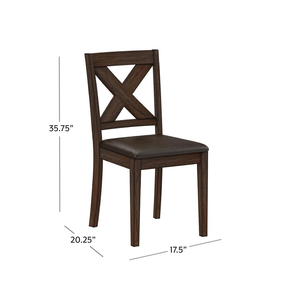 Spencer Wood X-Back Dining Chair, Set of 2, Dark Espresso Wire Brush. Picture 7
