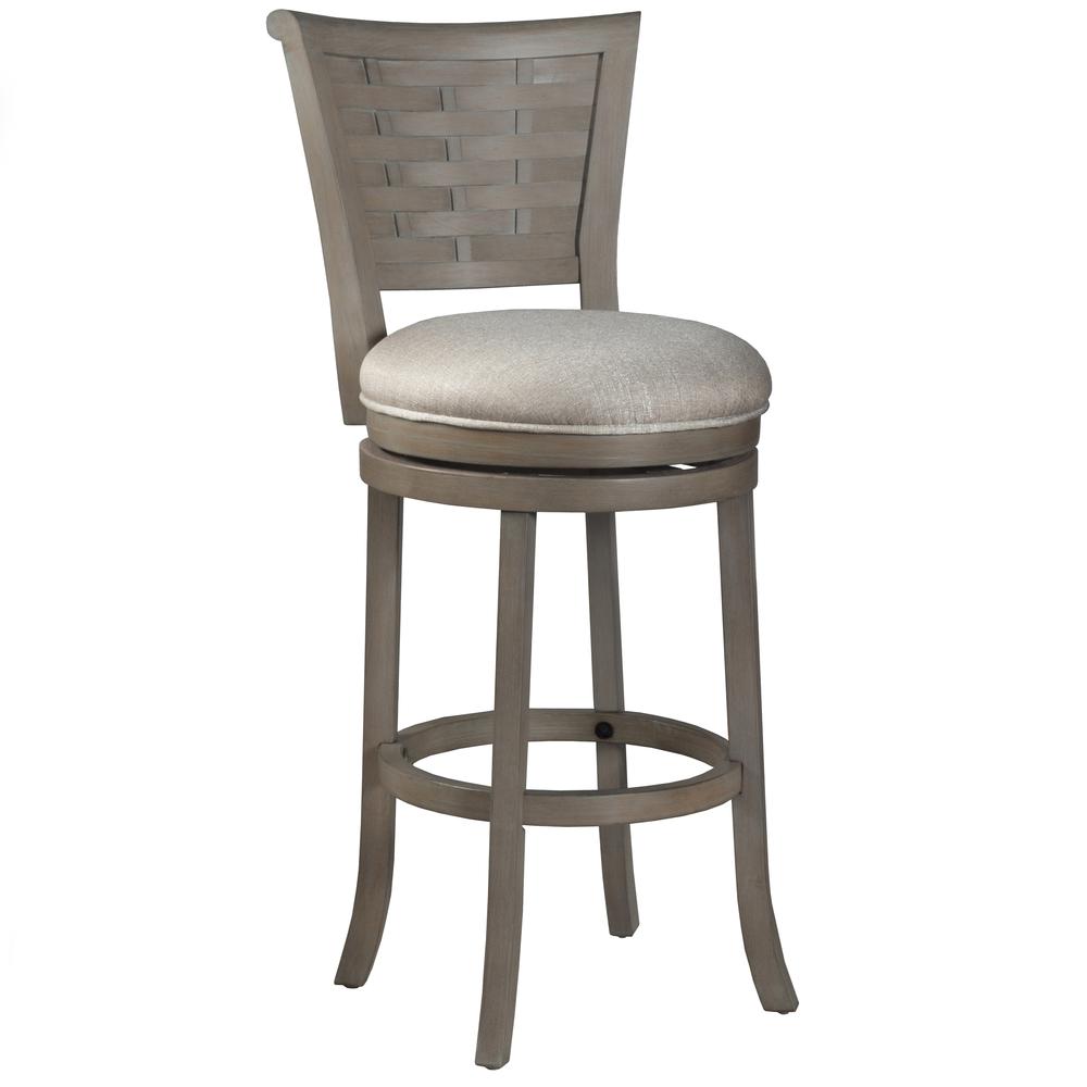 Thredson Wood Bar Height Swivel Stool, Light Antique Gray wash. Picture 1